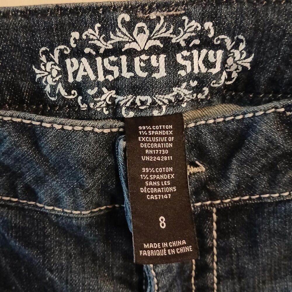 Mcbling Jewel Embellished Pockets Low Rise Skinny Stretch Jeans Thick Stitch 8 - Picture 3 of 5